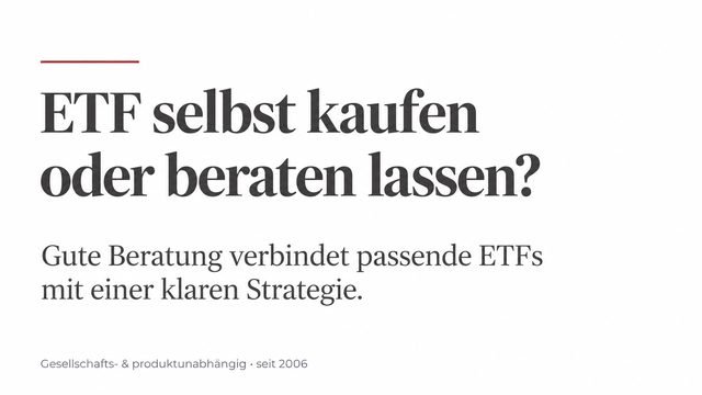 ETF selbst kaufen oder beraten lassen? · May-Finanz