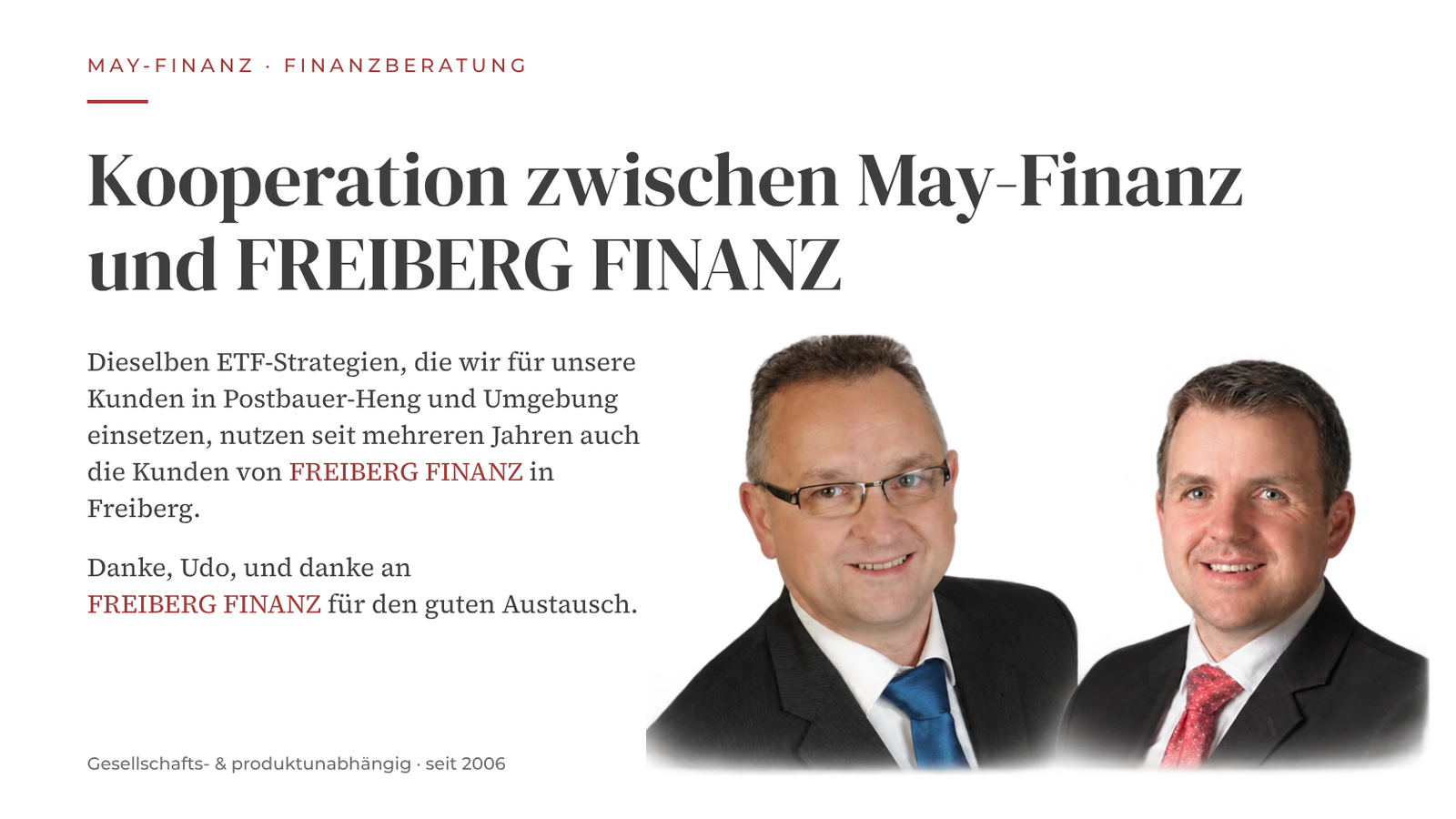 Geldanlage mit ETF: ein Update aus Freiberg · May-Finanz