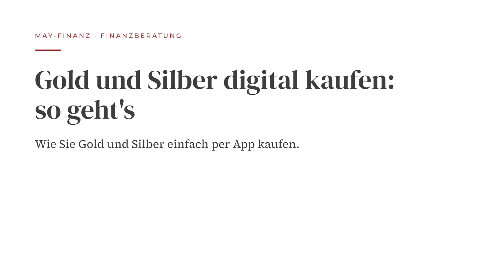 Gold und Silber digital kaufen: so geht's · May-Finanz