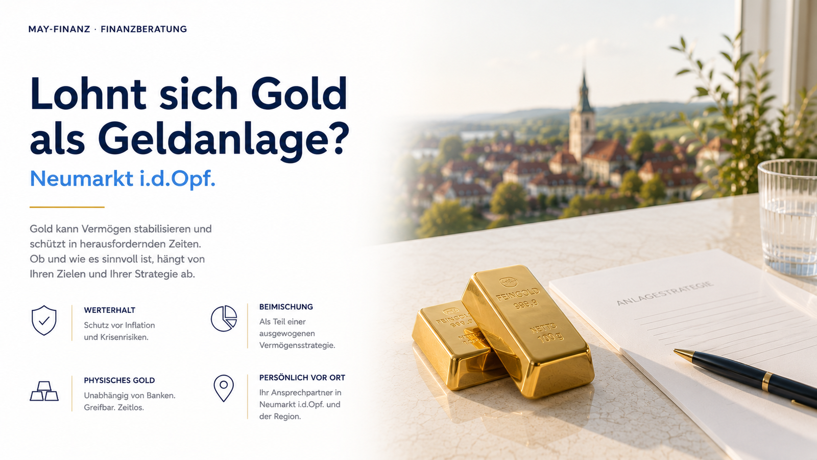 Gold als Geldanlage — Edelmetallberatung für Neumarkt i.d.Opf. bei May-Finanz
